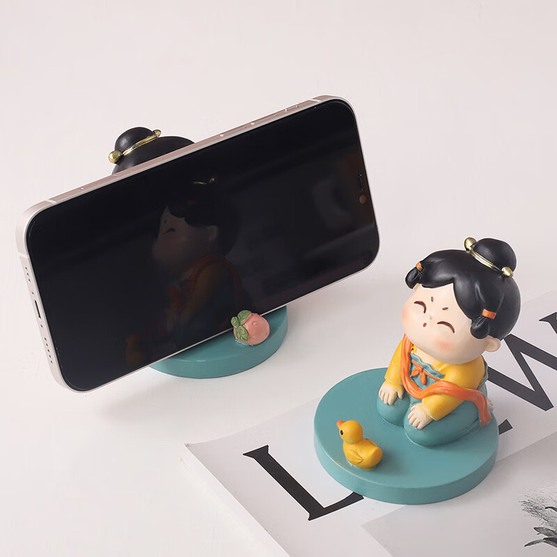如果西安文创纪念品创意国风手机架实用桌面办公室摆件伴手礼新年礼物 唐仕女手机架全套2个