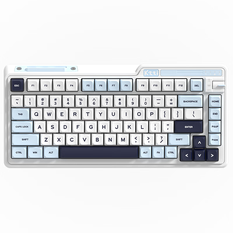 KZZI K75V2 客制化三模机械键盘无线蓝牙有线gasket结构全键热插拔电竞游戏办公笔记本通用RGB灯效 冰川蓝【风雨轴V2】-8000毫安-三模 三模(有线/蓝牙/2.4G) 75%配列(82键)