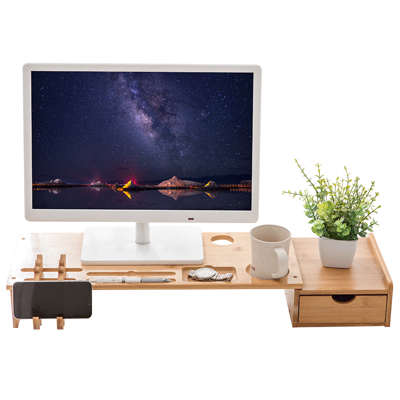 倍方 多功能电脑显示器增高架 鳄鱼单抽屉款 电脑支架 置物架 电脑底座 键盘收纳架 显示器支架 显示器底座