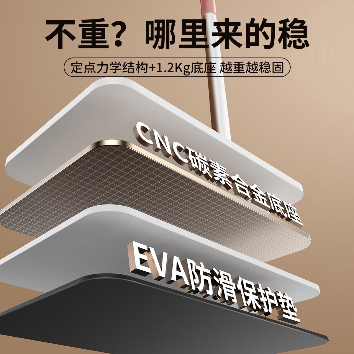 XUNDD讯迪【可旋转伸缩折叠】平板手机支架落地直播机械臂俯拍ipad学习追剧卧室宿舍床头金属懒人支撑架 【白色1.35-1.4米】涡轮自锁支架·三轴折叠 适用4至13英寸手机/平板