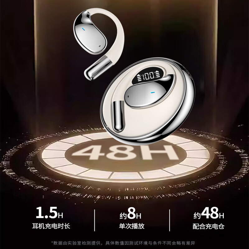 WENINEWIN【热卖小椰球】无线挂耳式蓝牙耳机2026最新款高品质超长续航运动AI降噪开放式不入耳适用苹果华为 Q93高配白【大电量 + 360度旋转】