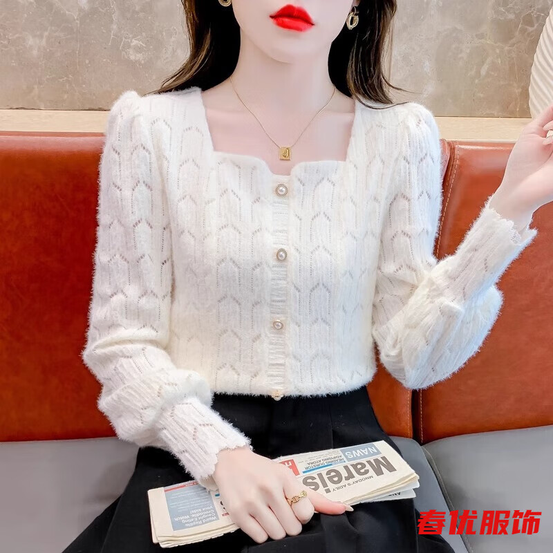 芭瑾图洋气小衫短款泡泡长袖秋冬时髦时尚小众蕾丝衬衫打底衫新款女上衣 米色-秋冬衬衫女秋冬 洋气 S-秋冬衬衫女秋冬 洋气