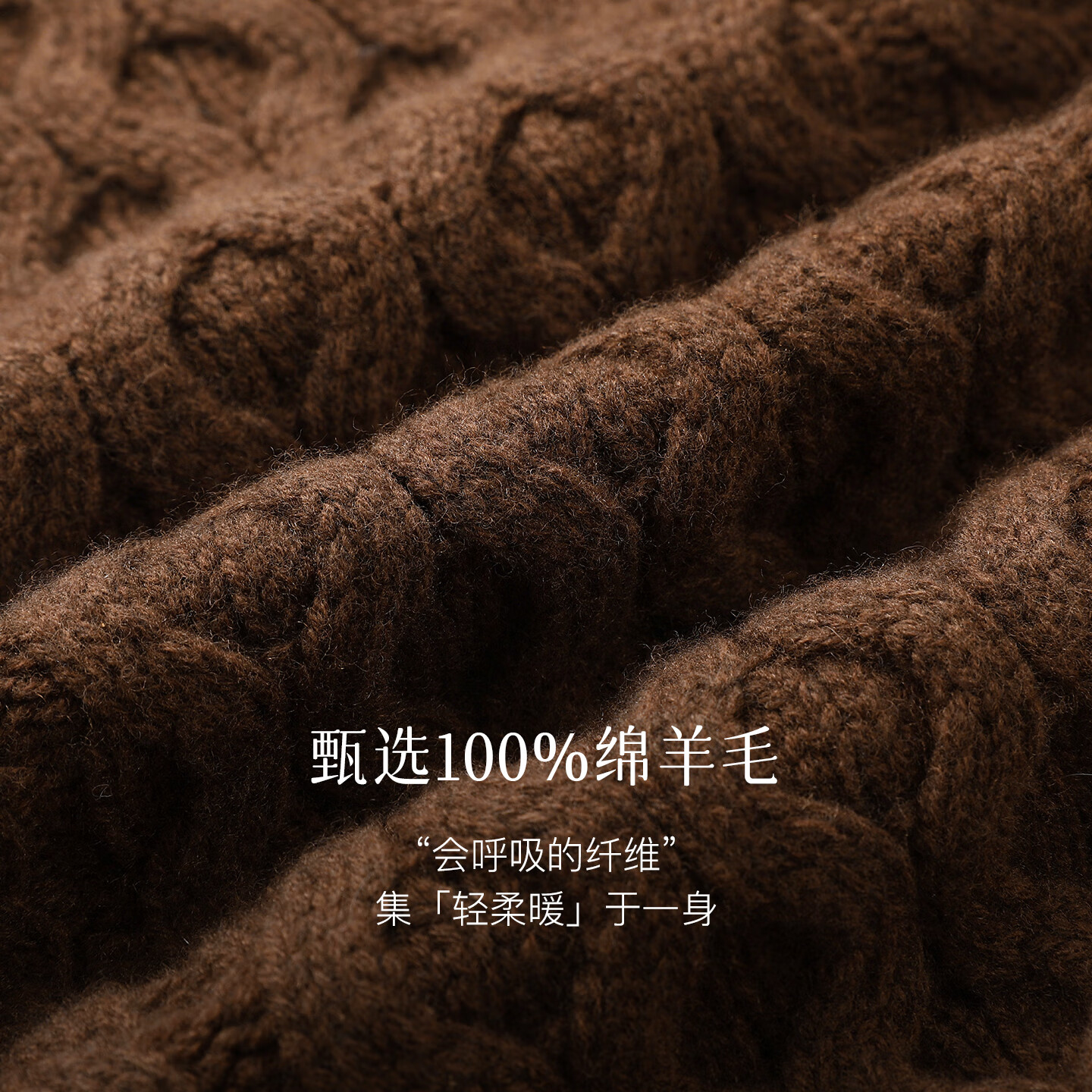 乙来复古圆领绞花毛衣女装2025秋冬新款上衣套头保暖针织衫 可可棕 S