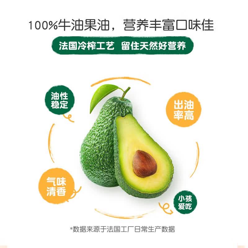 爷爷的农场有机核桃油250ML宝宝辅食油牛油果橄榄油冷榨热炒凉拌儿童食用油 进口牛油果油250ml
