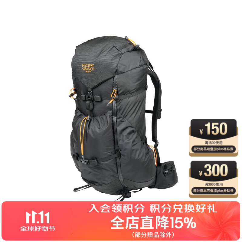 MYSTERY RANCH24新款|神秘农场 山地户外徒步登山攀冰Radix轻量化露营双肩背包 47L男款黑色 M码
