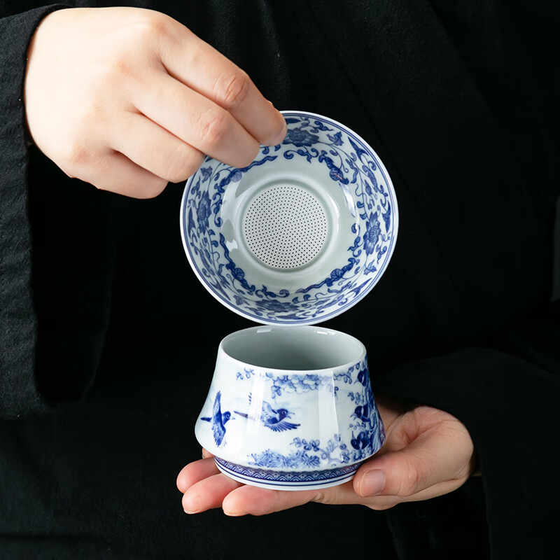 京峰阁 高端茶具整套 喜上眉梢元宝茶杯盖碗套装 轻奢家用办公室送礼物 喜上眉梢元宝盖碗套装 6人饮 10件