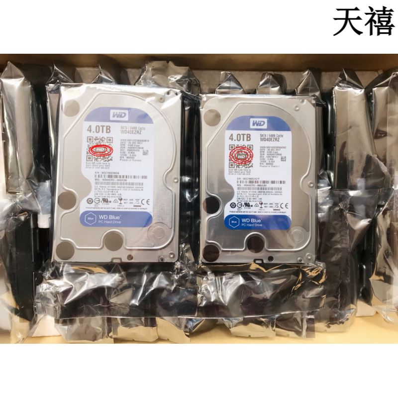 西部数据（WD）WD/西部数据 WD40EZRZ 4T台式机硬盘 5400转4TB 蓝盘64M监控SATA3 4TB