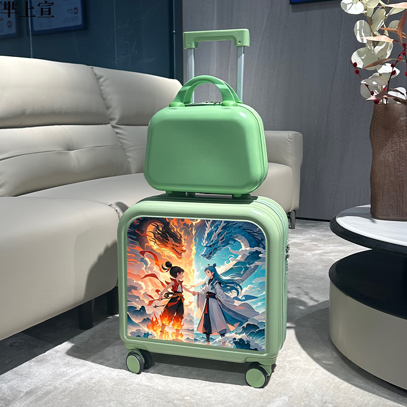 芈上宣儿童行李箱哪吒儿童拉杆箱男童卡通行李箱20英寸小学生登机旅行箱 草绿色双龙哪咤子母箱 20寸【升级第二代杯架款】 京东折扣/优惠券