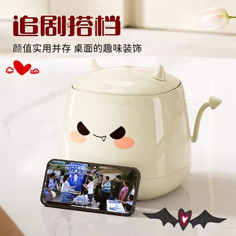 泉狮桌面垃圾桶按压式弹盖3L可爱高颜值办公桌北欧风小号垃圾桶收纳筒 奶油白 弹盖 3L