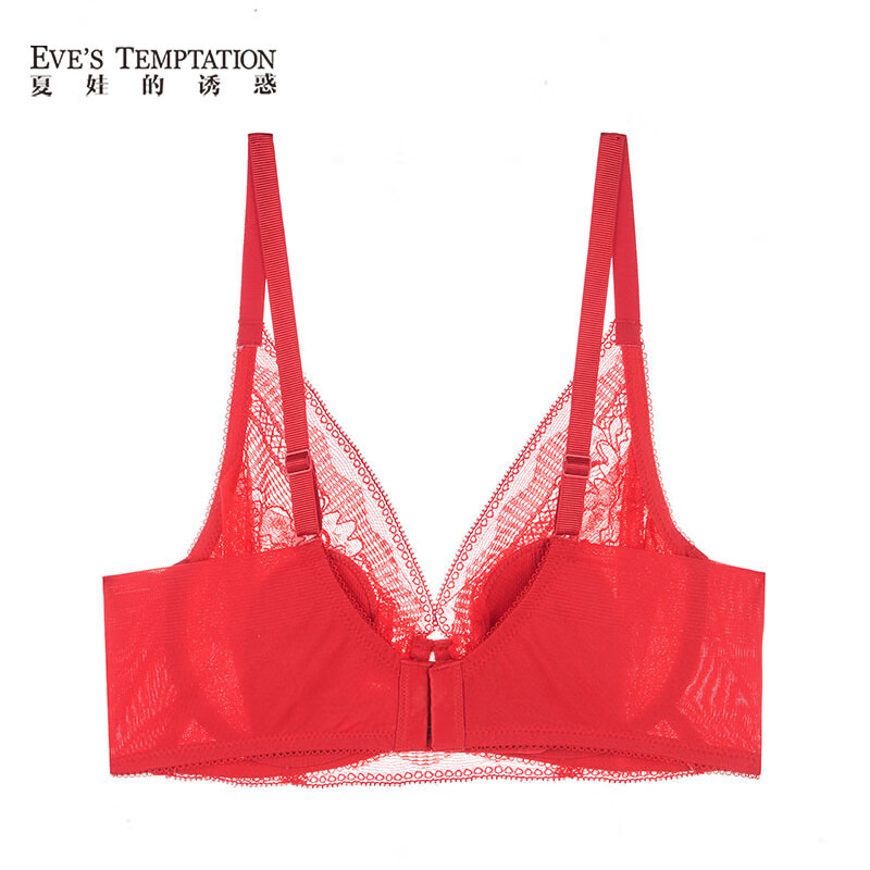 夏娃的诱惑香堇组软钢圈大胸显小文胸薄款内衣女聚拢收副乳防下垂夏秋季 大红色 75B