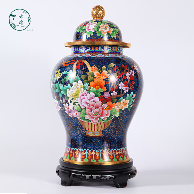 古瑶景泰蓝居家装饰摆件二十寸将军罐宫廷御制款家装手工铜胎掐丝珐琅