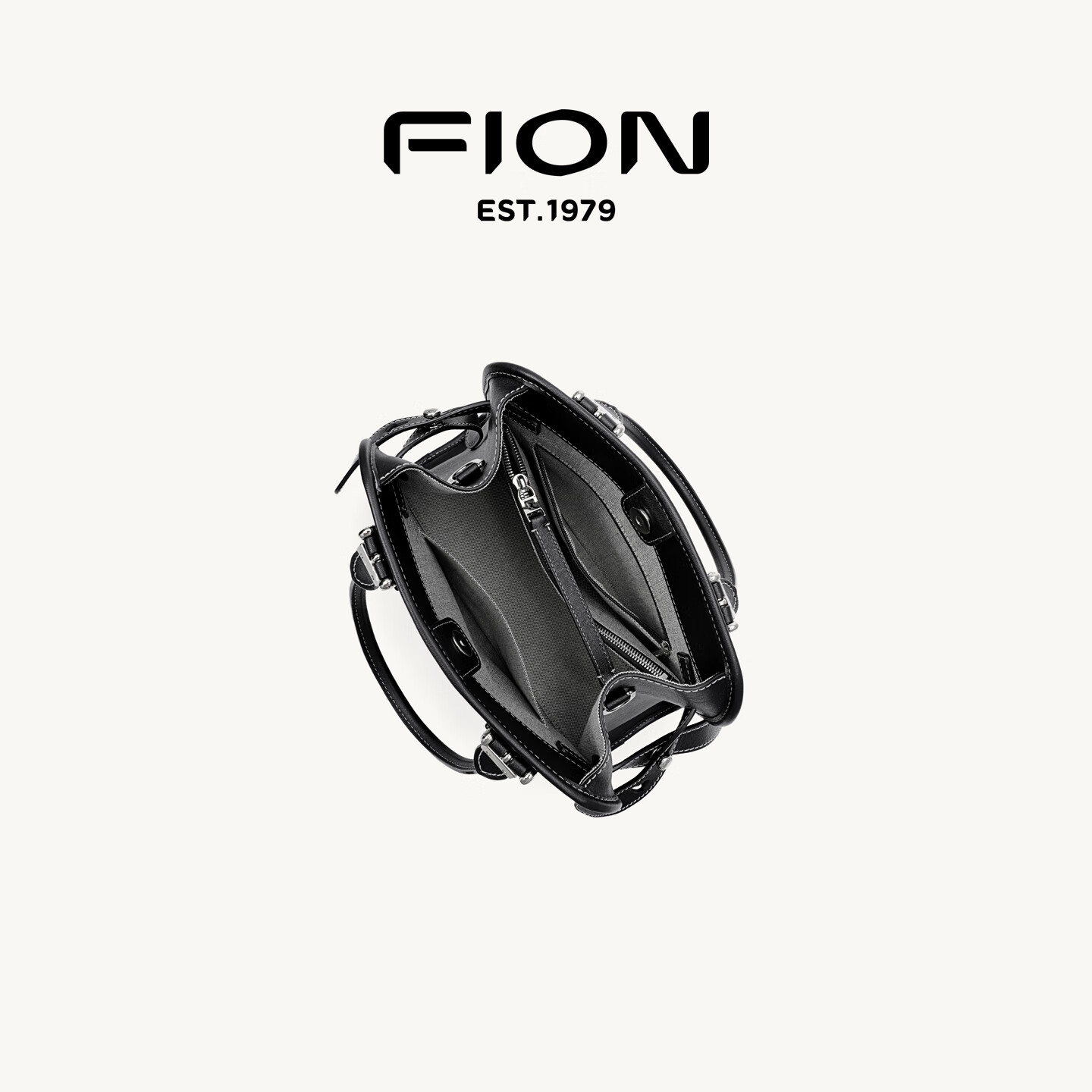 菲安妮(FION)2025新款真皮贝壳包手提包高级小众植鞣皮女包单肩包斜挎包礼物 经典黑-中款