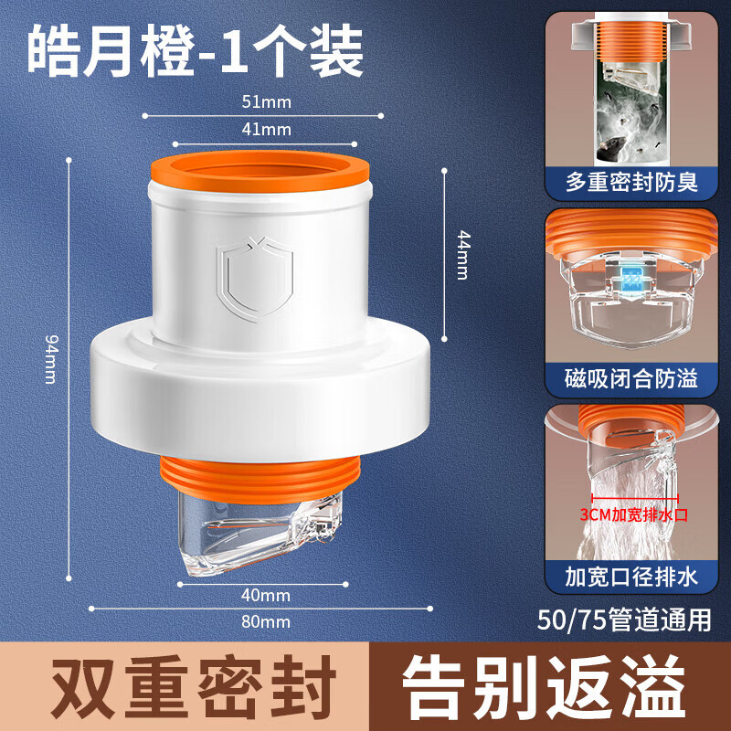起點(diǎn)如日（QIDIANRURI）下水管防返臭神器洗臉盆密封圈塞堵封口蓋廚房防臭下水管道配件 【硅膠防溢款】多重密封防溢 升級加厚密封塞（50/75