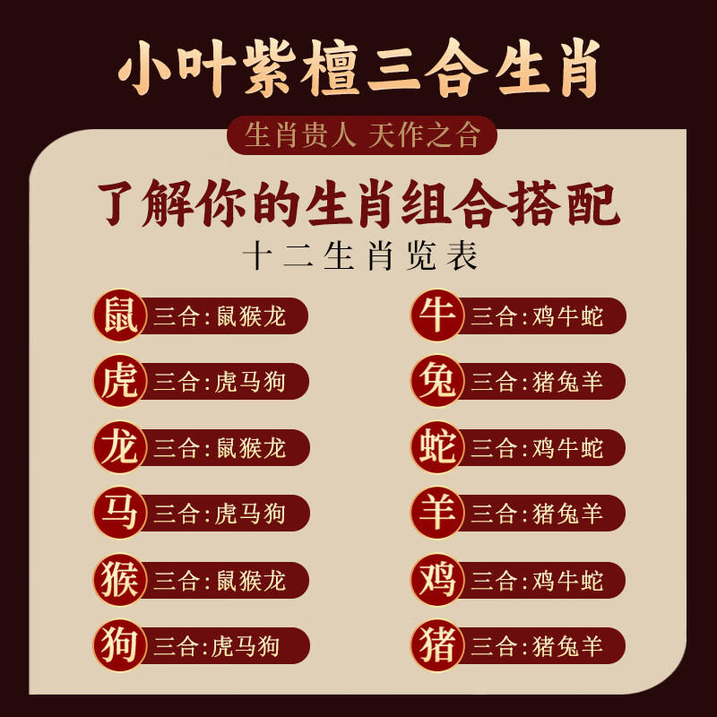 罗梅达尔小叶紫檀手串男十二生肖三合大颗文玩檀香木佛珠手串手链生日礼物 【属龙】吉祥三合小叶紫檀手串