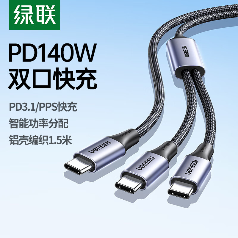 ������UGREEN������һ˫ͷType-C������PD140W���Cת2Cһ�϶����������ƻ��17/16/15��Ϊƽ��iPad�ʼǱ����� 106.6Ԫ