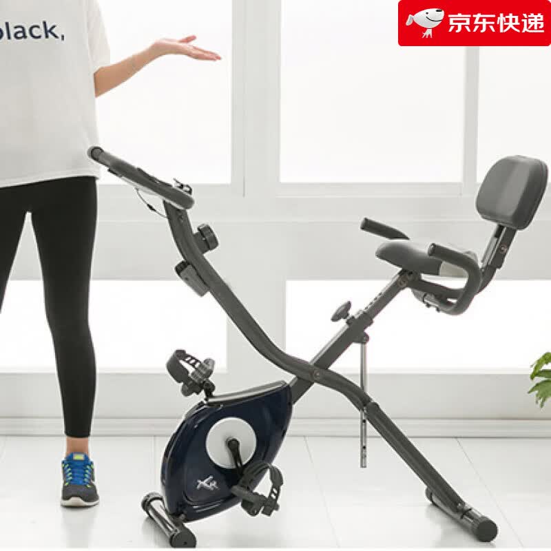 雷克【新品】 折叠动感单车磁控健身车室内脚踏自行车家用小型运 海军蓝(带心率)_不带拉绳