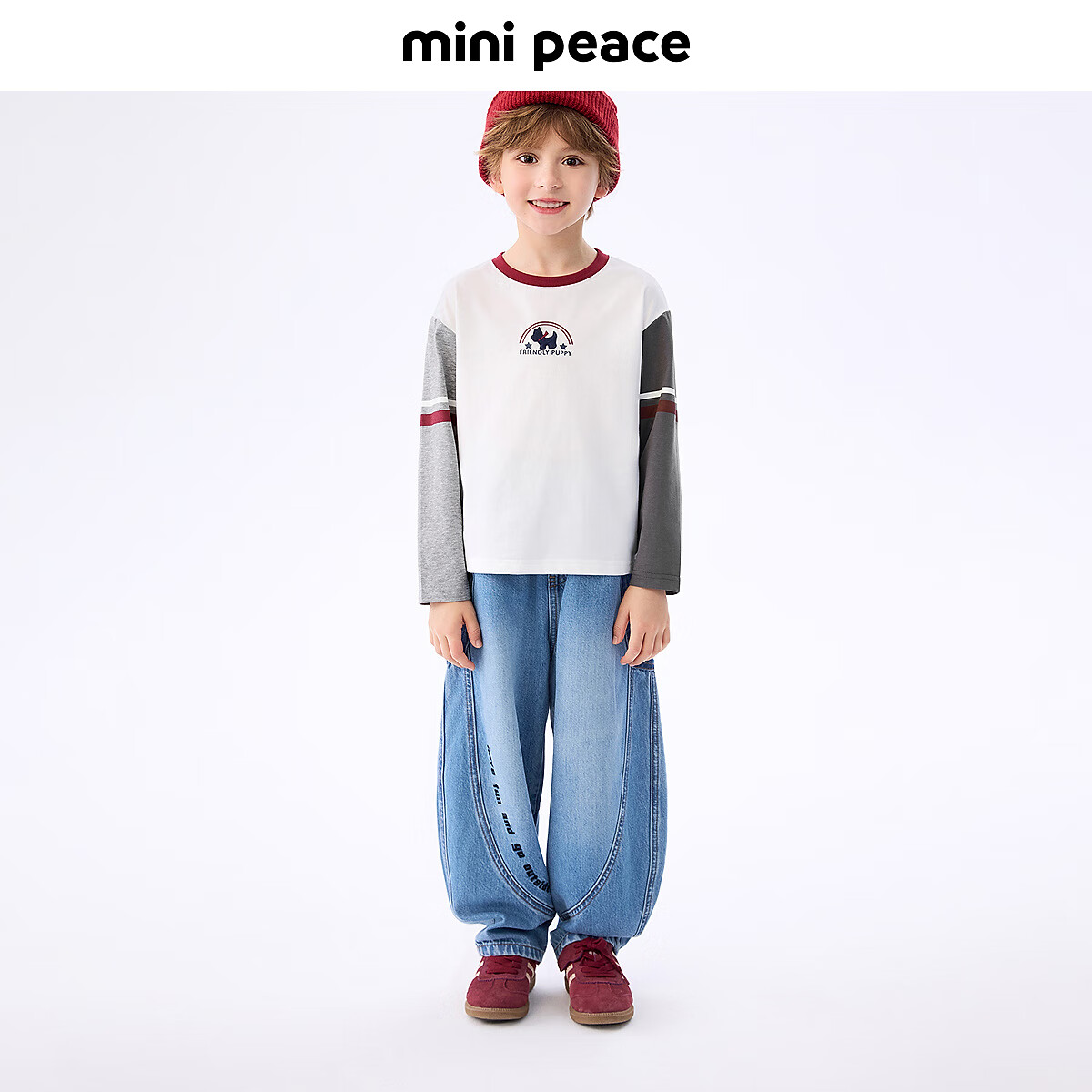 MiniPeace太平鸟童装秋新男童长袖T恤FACPF3312 香槟灰 140cm