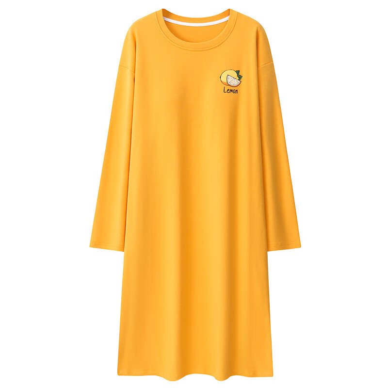 纯棉长袖睡裙女士带胸垫一体式长裙睡衣休闲宽松大码家居服春秋 7003(带胸垫) M (80-100)斤