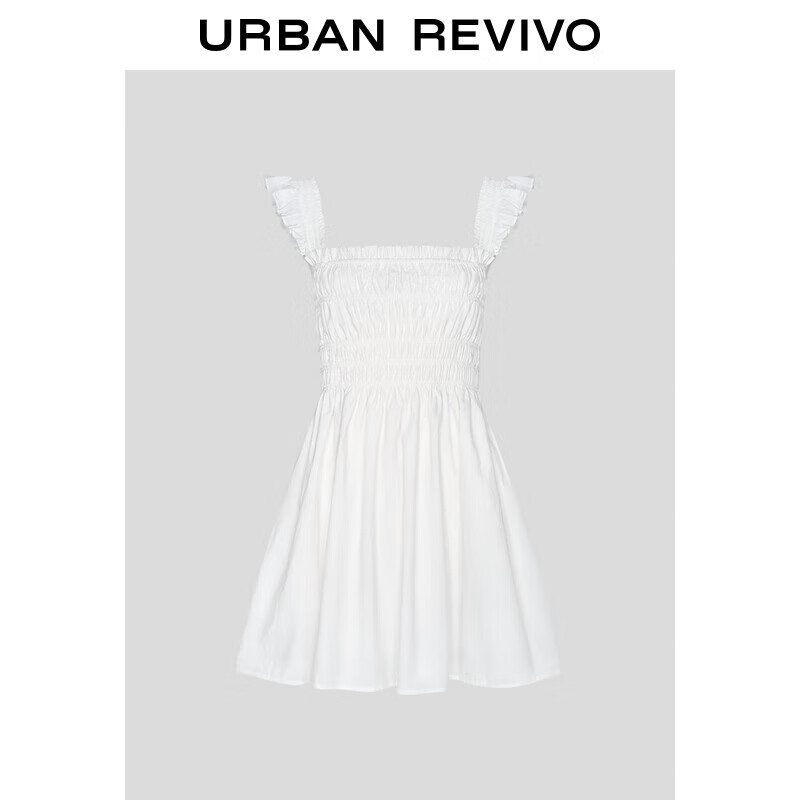 UR2025春季新款女装时尚休闲少女感褶皱短款连衣裙UYL750026