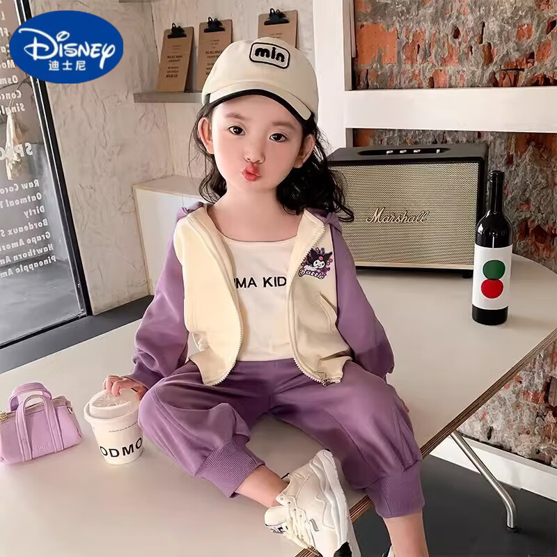 迪士尼（Disney）女童裝時髦洋氣套裝兒童網(wǎng)紅潮童裝2025新款時髦運(yùn)動棒球服兩件套 紫色 140