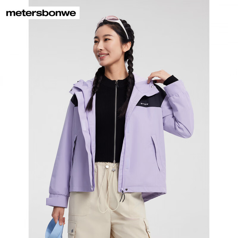 美特斯邦威[商场同款]夹克女2025春季款宽松户外夹克三防登山服外套 杏色组 M 160 84A