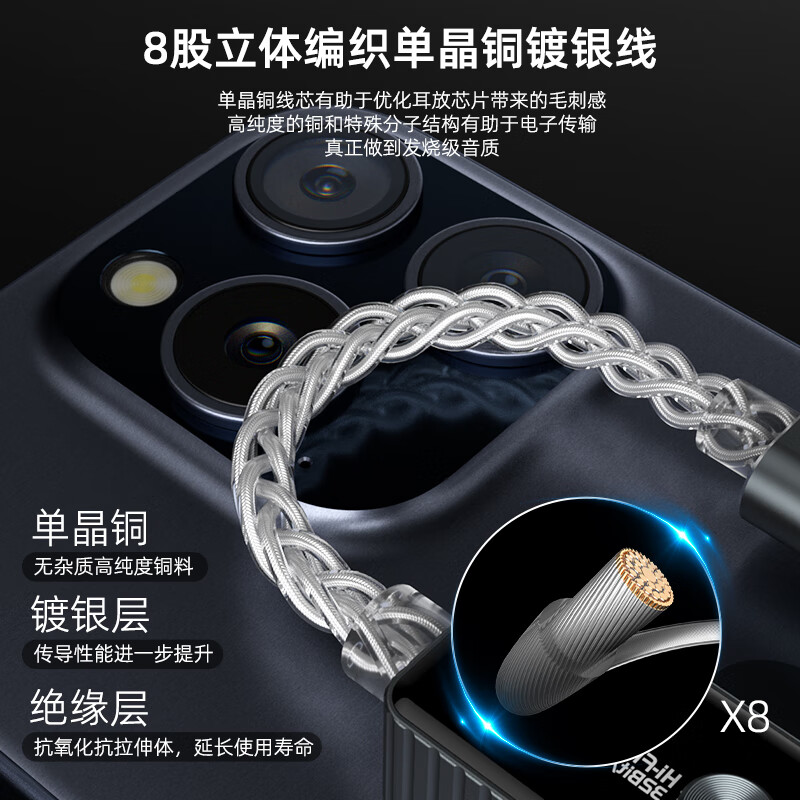 XUMEE HiFi发烧级便携小尾巴大推力低底噪 CS43198芯片 硬解DSD256 type-c转3.5mm解码耳放转接头