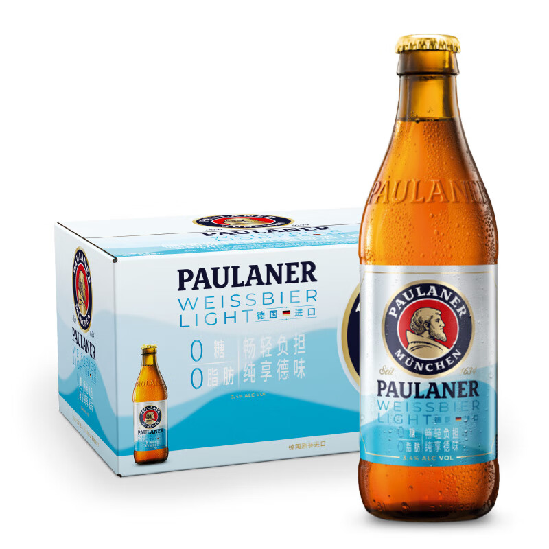 保拉納（Paulaner）德國產(chǎn)保拉納柏龍小麥啤酒330ml瓶裝/罐裝/聽(tīng)裝原裝進(jìn)口精釀白啤 輕爽 330mL 24瓶 25年11月到期