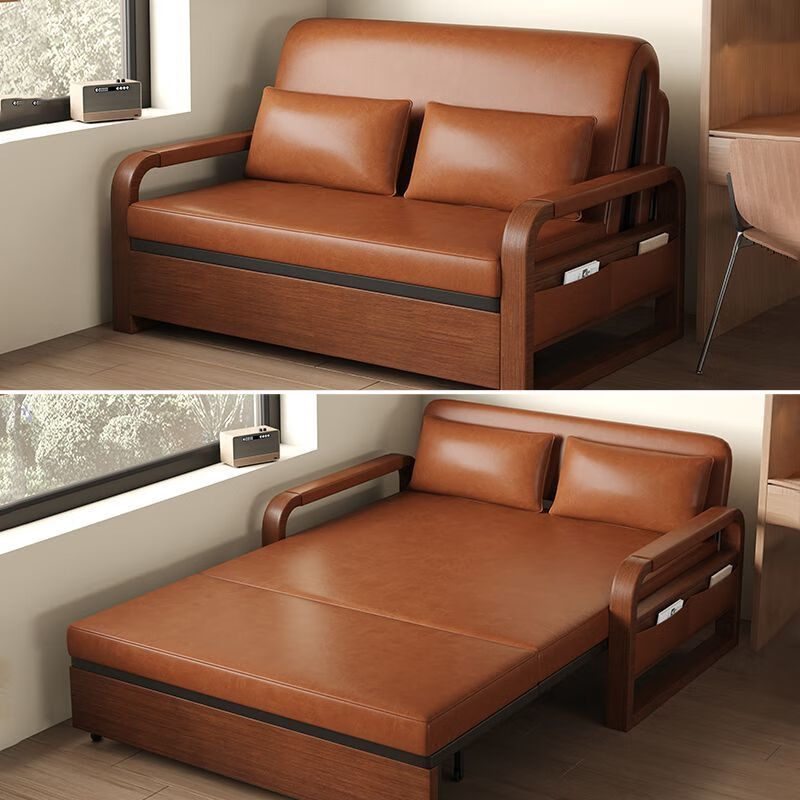 沙发床单人折叠多功能一体两用可折叠小户型伸缩阳台双人客厅新款 升级万向轮棉麻米色 [椰棕款]1.58米*1.95米