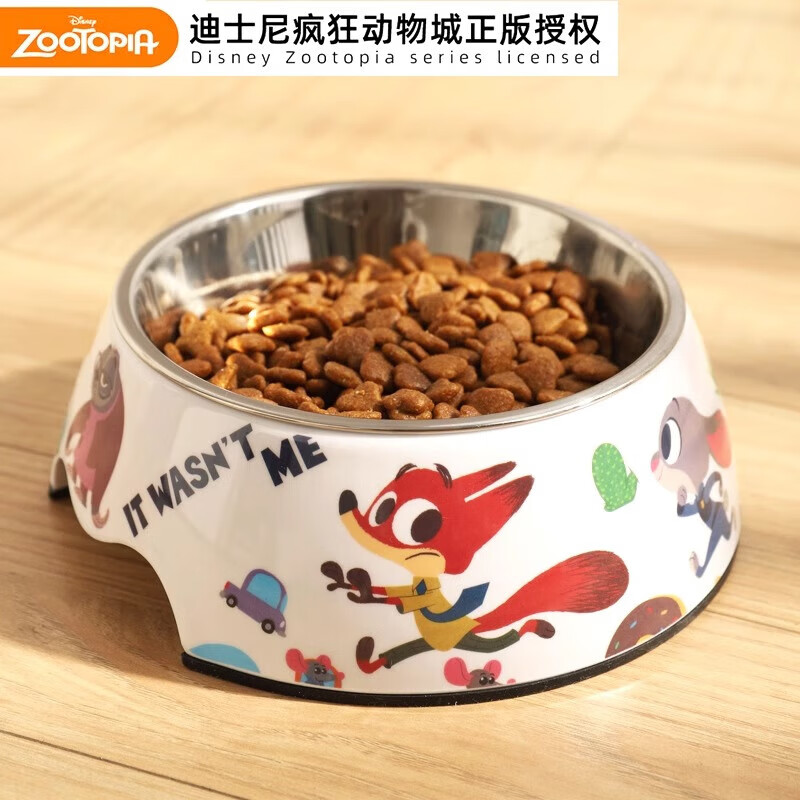 迪士尼猫碗狗碗不锈钢狗狗食盆狗粮碗犬水盆宠物用品狗盆喝水喂食大口径
