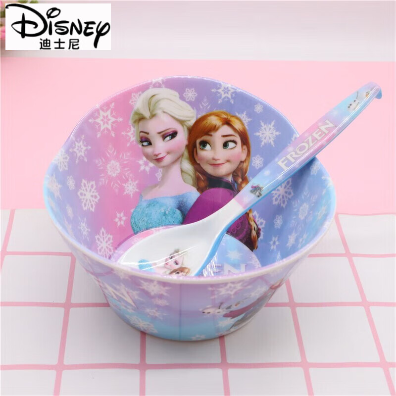 迪士尼(Disney)爱莎公主碗勺套装儿童碗大号冰雪奇缘女童餐具筷子宝宝专用吃饭碗 大号蓝色冰雪爱莎+勺子 关注下单 京东折扣/优惠券