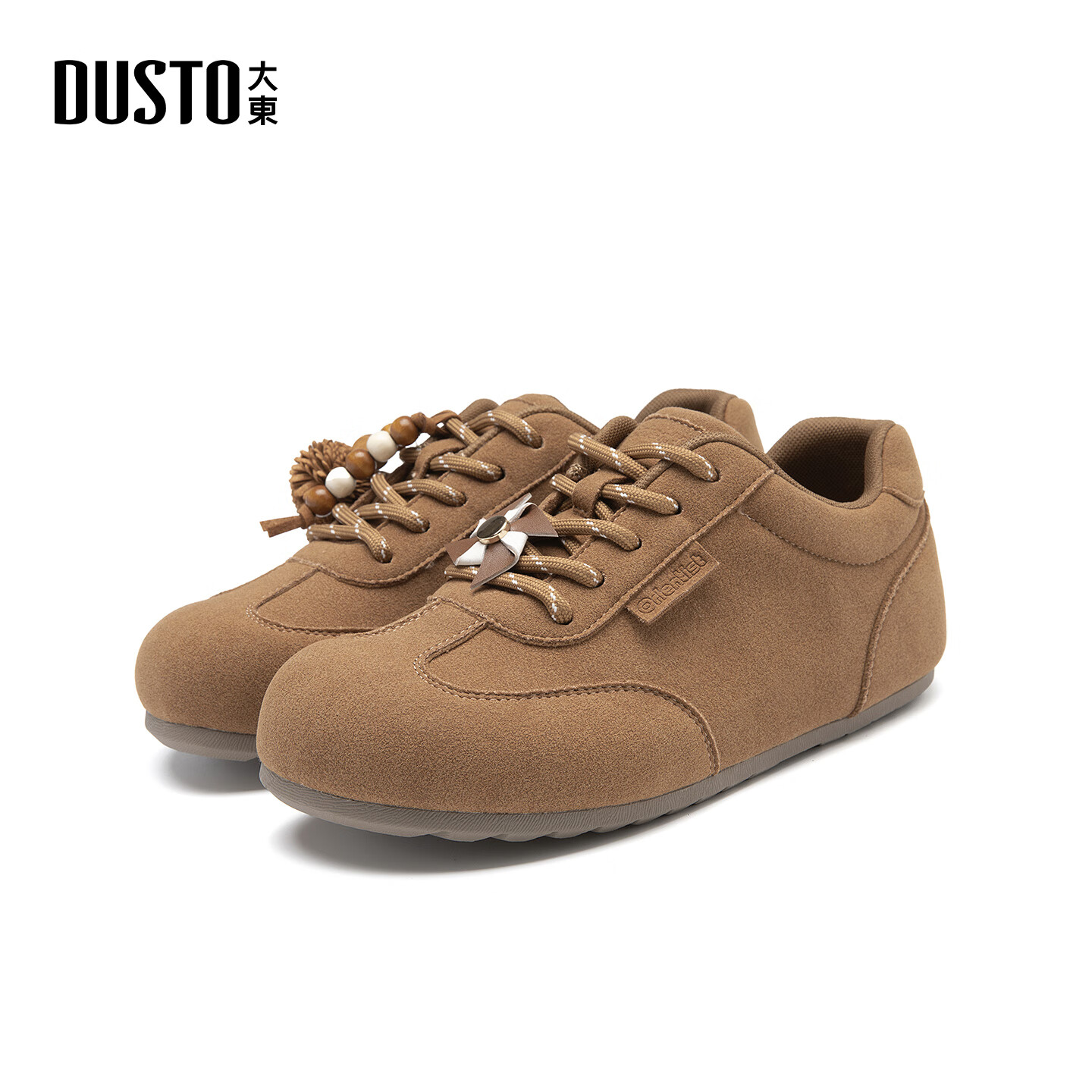 大东时尚复古德训鞋2025秋季百搭低跟平底休闲圆头板鞋女鞋0297A 棕色 35