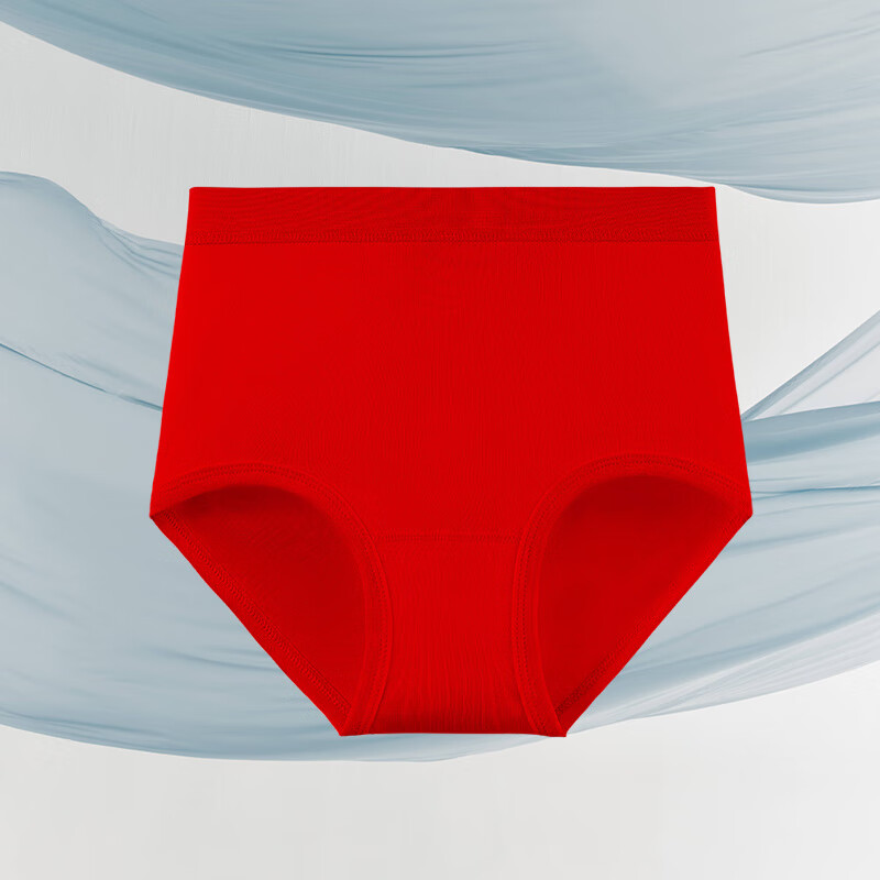 三枪舒肤罗纹弹力全棉女中老年送老妈宽松高腰透气大肚腩三角纯棉内裤 大红 2XL (175/100)