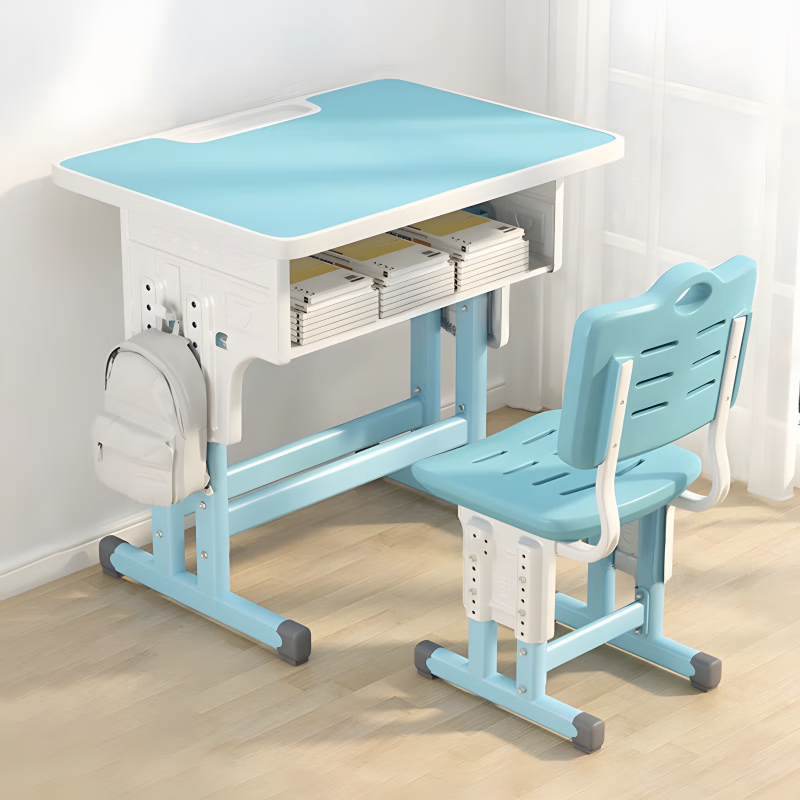 佩奇狀元兒童學習桌椅套裝學校同款可調節(jié)升降書桌寫字桌小學生家用課桌椅 限時特惠尊享彩漆藍雙柱雙橫桿加固+中空椅【701