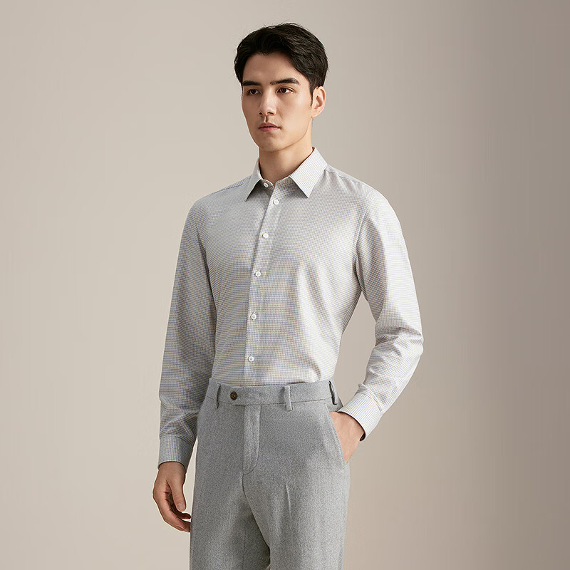 雅戈尔衬衫男士2025秋冬青年男长袖衬衫YLQW115695YJA【商场同款】 卡其格子YLQW115695YJA 39 （170/88A）