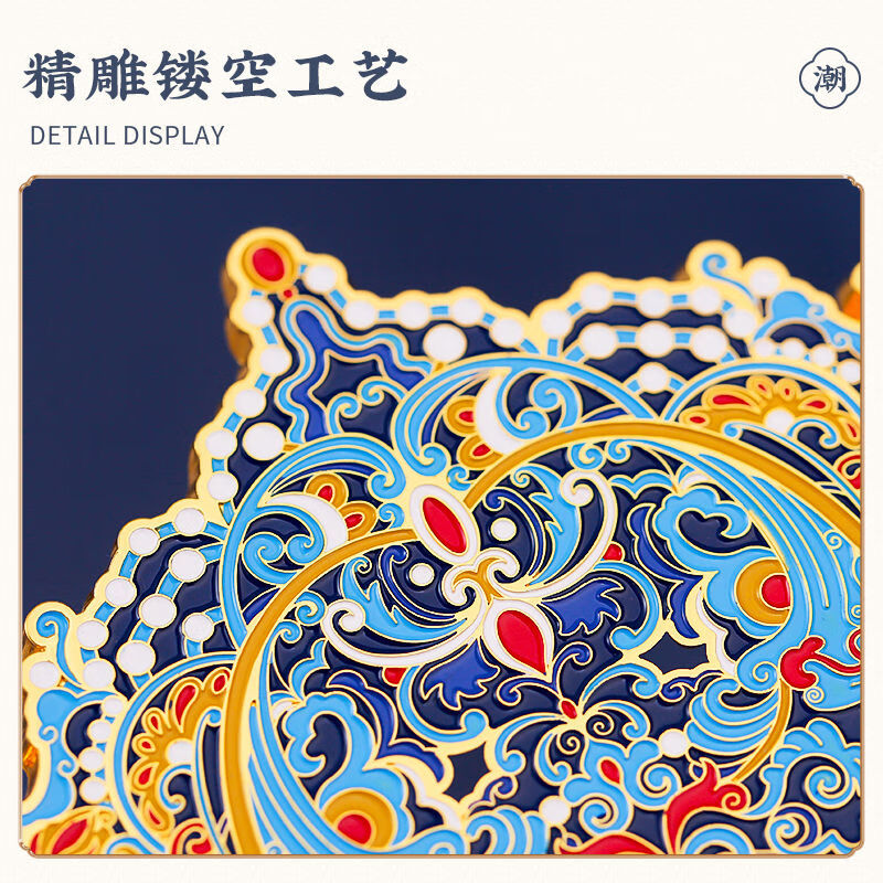 北京故宫博物馆文创金属凤冠冰箱贴定制西安南京院上海国博纪念品 宝相簪花冰箱贴卡纸装