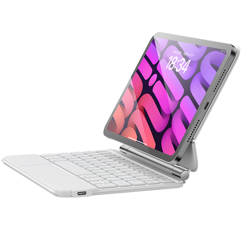 智思慧適用蘋果2024款iPad mini7妙控鍵盤8.3英寸 2021款平板迷你6懸浮磁吸智能觸控板背光藍(lán)牙鍵盤 白色