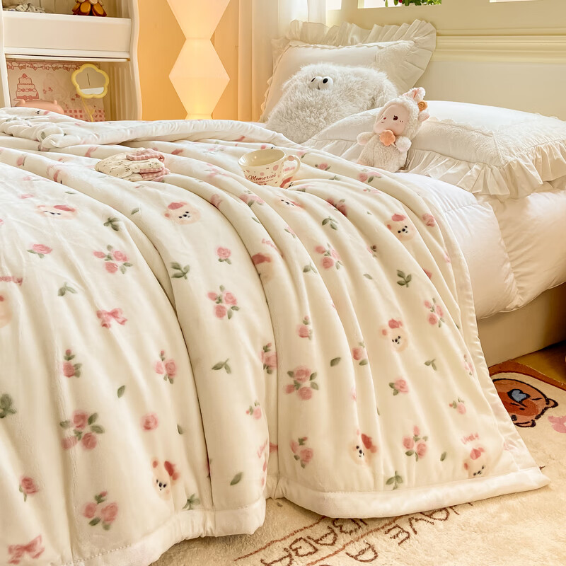 雅鹿毛毯被子1.5米x2米被子冬季毛毯冬天加厚加绒单人被毯子冬被6-8斤 曼塔小熊【3秒速暖 不压身不掉毛不静电】 150*200cm-4斤