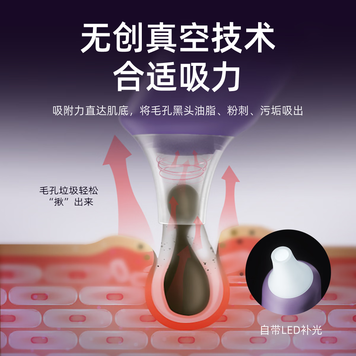 玛可蓓莉 可视化吸黑头仪神器清理去粉刺黑头仪器电动毛孔鼻头清洁器美容仪器 【升级300万高清版】可视化吸黑头仪-高贵紫