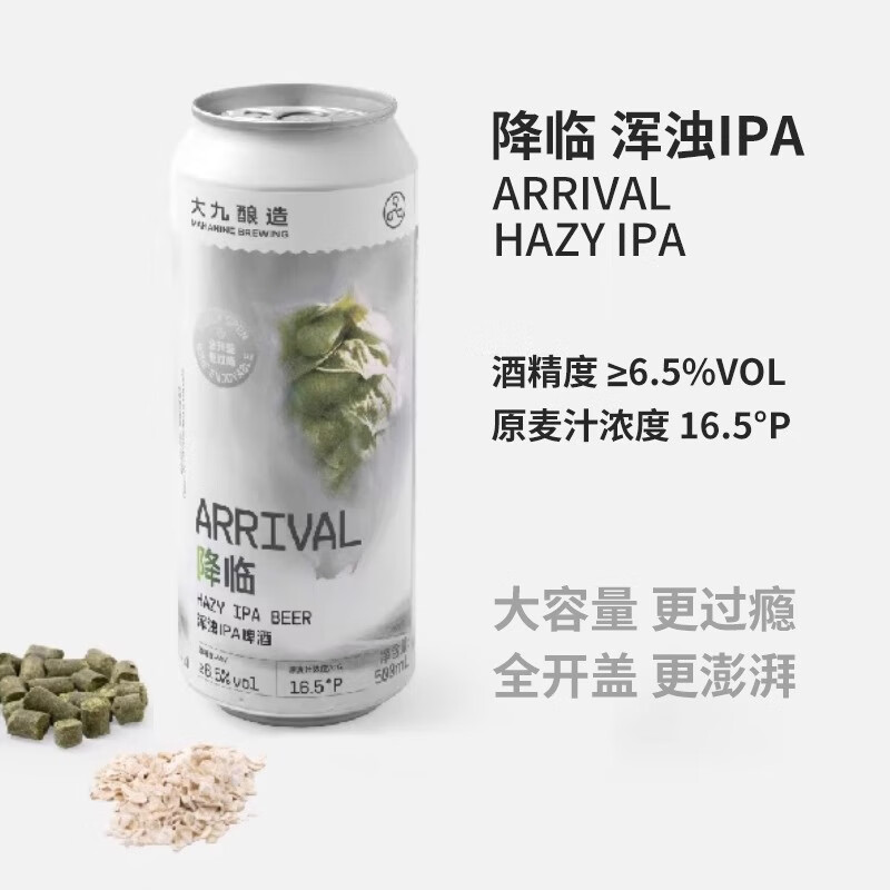 大九降临浑浊IPA 流体果泥/芭乐之旅果泥古斯酸啤精酿啤酒 降临浑浊IPA 500mL 1罐