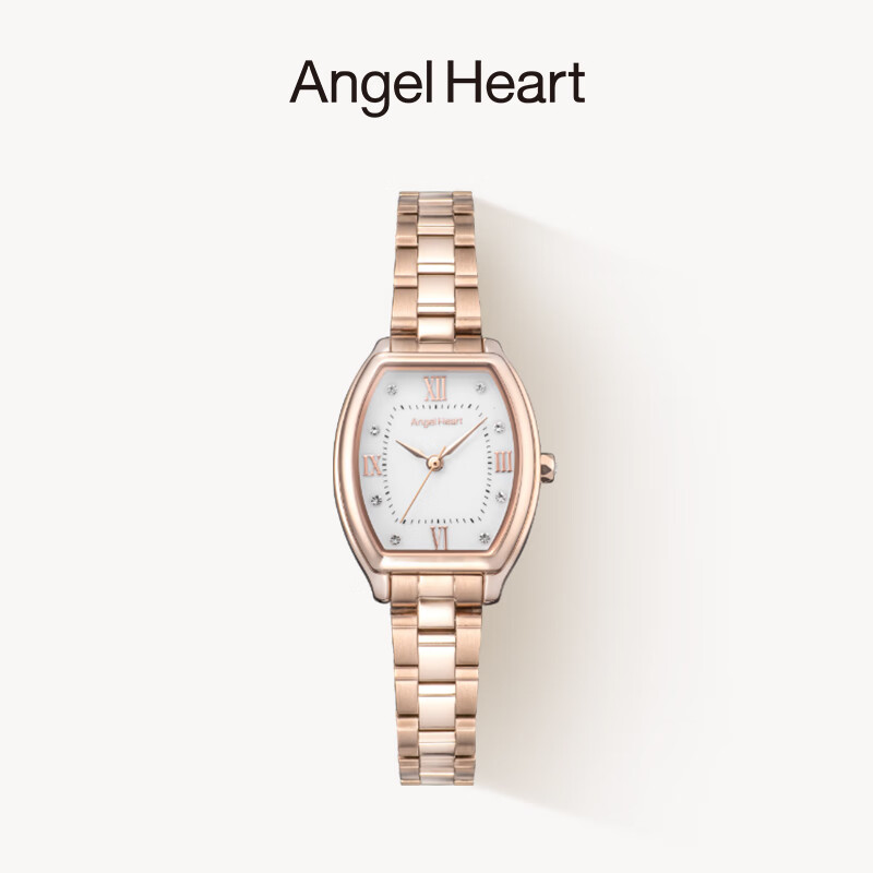 AngelHeart复古小方桶桥本环奈同款女士手表精致轻奢礼物防水女表 粉金色