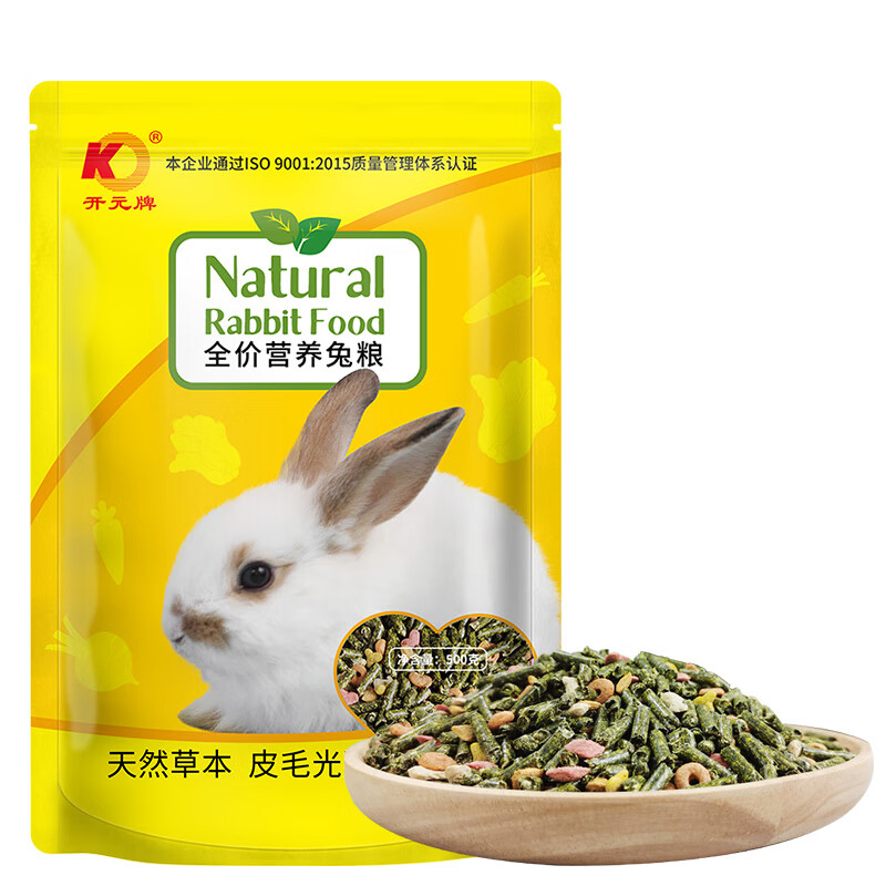 開(kāi)元（KO）寵物兔糧兔飼料成年幼兔子糧垂耳兔專(zhuān)用營(yíng)養糧苜蓿草提摩西草 黃_500g