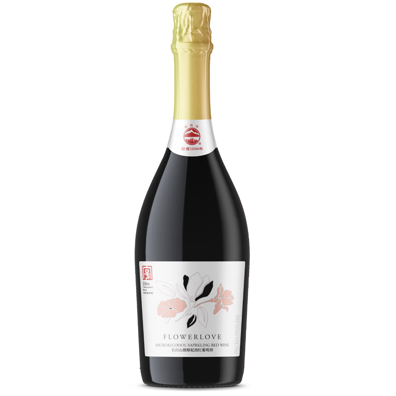长白山气泡酒红酒白葡萄酒果酒起泡酒甜酒微醺适合女士年货节送礼礼品 微醇起泡红葡萄酒750ml