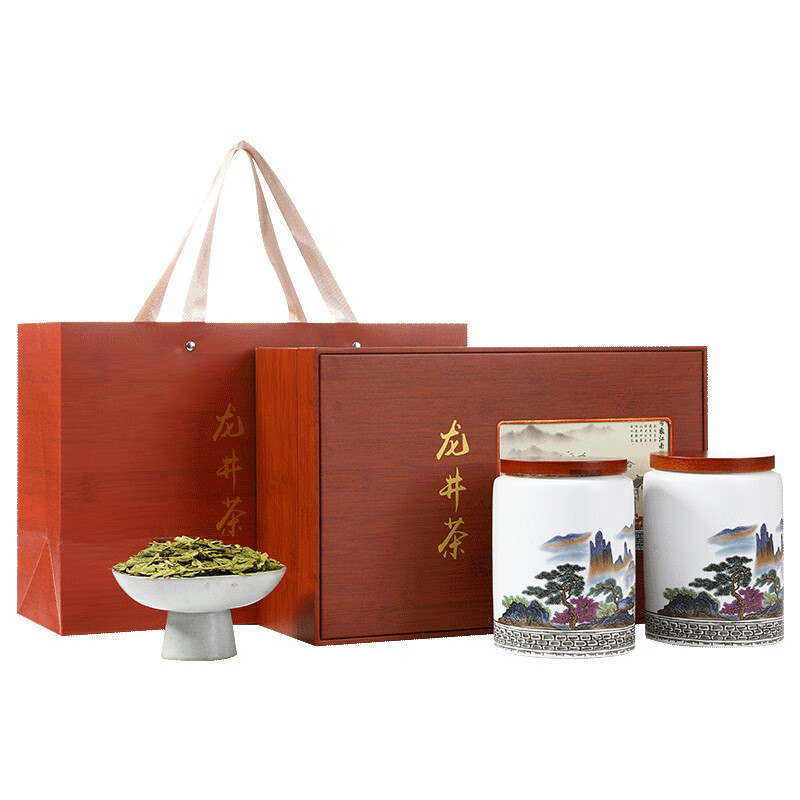 杭頌（HANGSONG）2025新茶明前龍井嫩芽豆香綠茶特產(chǎn)龍井茶送禮茶葉禮盒 【印象江南】陶罐禮盒龍井茶一級