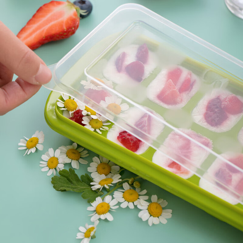 茶花（CHAHUA）制冰盒冰格冰块模具冰箱食品级冰块神器家用自制冻冰冰块盒 【随机颜色】2个装