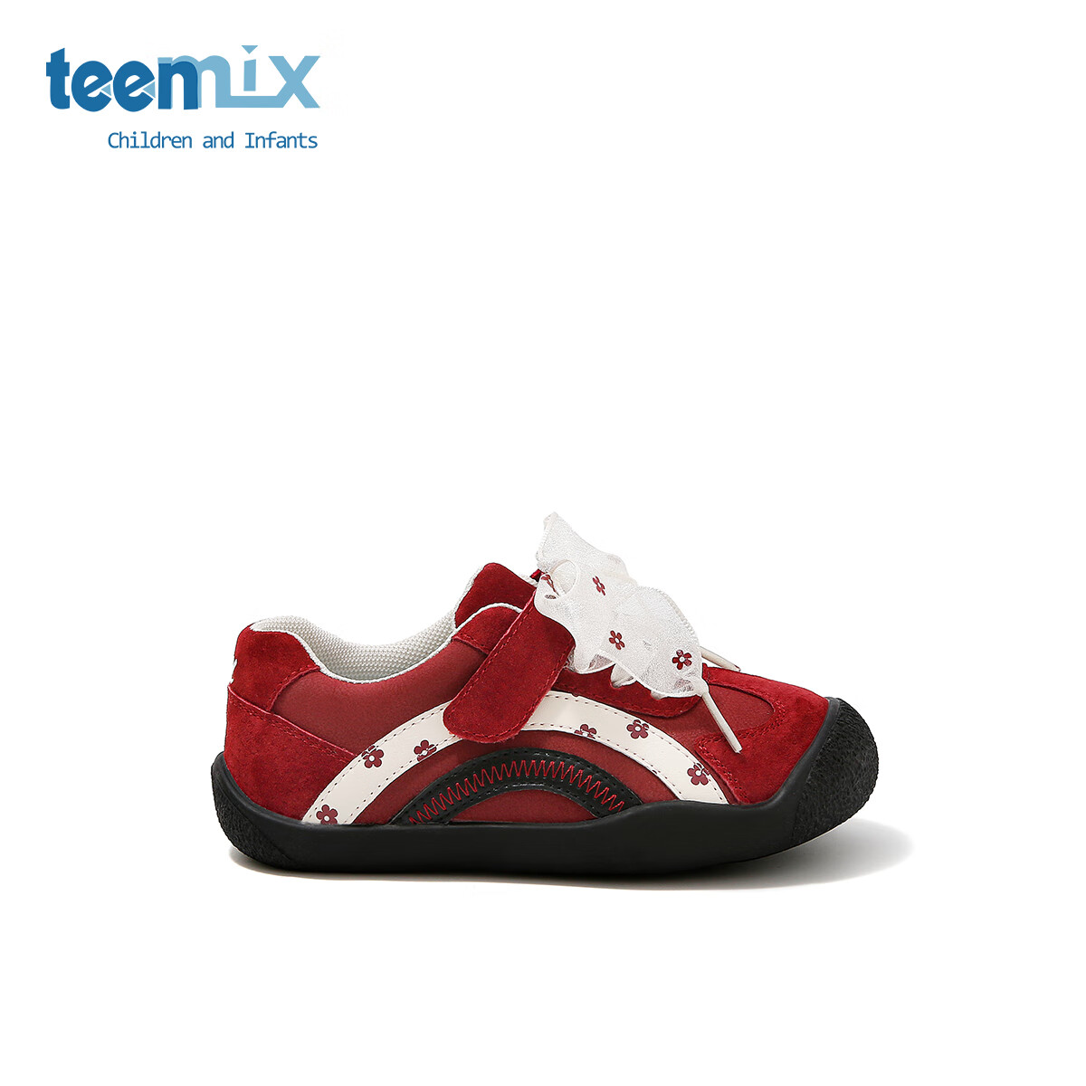 天美意天美意童鞋2025秋季新款女童百搭中大童女孩复古韩系休闲德训鞋 酒红色 27