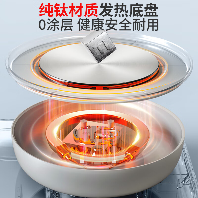 利仁(Liven)烧水壶全玻璃全自动养生壶0金属0硅胶0塑料0拼接壶身柔声炖煮电热水壶煮茶壶花茶壶多功能电水壶 【纯钛款- 1.8L 】304不锈钢大滤网