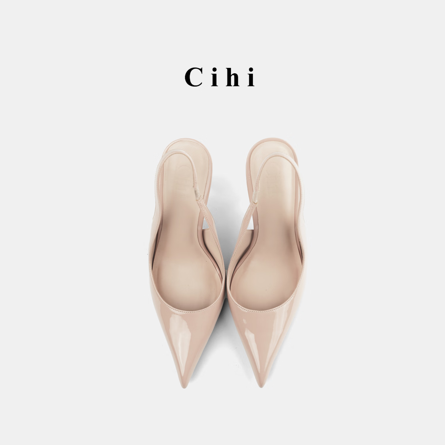 CIHI女鞋长期主义设计师单品 一字带尖头亮面浅口手工高跟鞋 琉璃苔绿 Glazed Moss Green 8.5cm 40