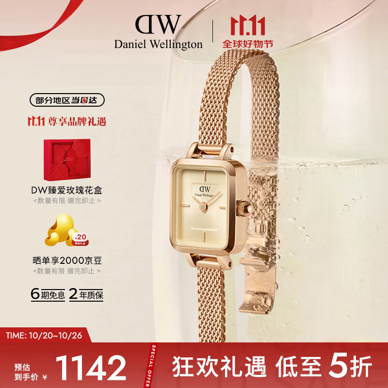 丹尼尔惠灵顿（DanielWellington）DW女士手表复古小方糖钢带时尚腕表女生日礼物送女友DW00100651