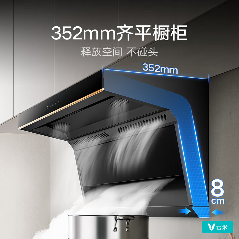 云米(VIOMI)油烟机家用顶侧双吸24立方风量大吸力一级能效挥手智控高温自清洁大黑翼排烟机CXW-330-VK716A 单烟机+5.2液化气灶具
