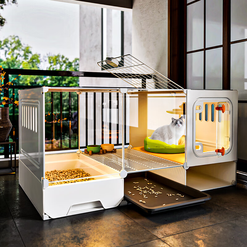 蔻丝猫笼子猫窝猫厕所一体猫别墅家用室内控砂易清理猫砂盆一室一卫
